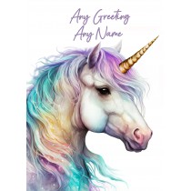 Personalised Fantasy Unicorn Greeting Card (Birthday, Fathers Day, Any Occasion) Design 3