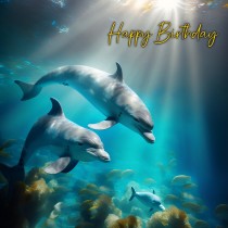 Dolphin Animal Art Birthday Greeting Card