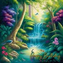 Waterfall Scenery Fantasy Art Birthday Greeting Card