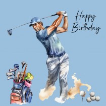 Golf Watercolour Art Square Birthday Card