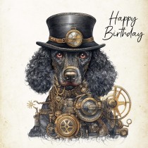 Poodle Fantasy Steampunk Square Birthday Card (Design 3)