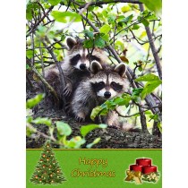 Raccoon christmas card