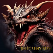 Gothic Fantasy Dragon Christmas Square Card (Design 3)