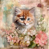 Cat Kitten Art Mothers Day Square Card (Design 3)