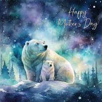 Polar Bear Art Mothers Day Square Card (Design 3)