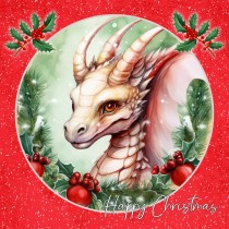 Dragon Square Christmas Card (Red, Globe)
