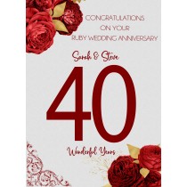 Personalised Ruby 40th Wedding Anniversary Card (Special Couple)