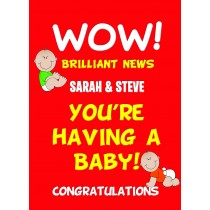 Personalised You're Having a Baby Pregnancy Card (Red)