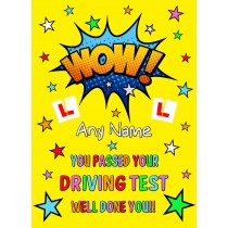 Personalised Passed Your Driving Test Card (Well Done, Yellow)