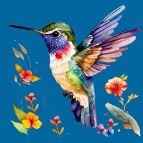Hummingbird Art Square Greeting Card Design 4