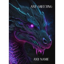 Personalised Fantasy Dragon Art Greeting Card (Birthday, Fathers Day, Any Occasion) Design 4