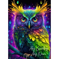 Personalised Fantasy Owl Greeting Card (Birthday, Fathers Day, Any Occasion) Design 4