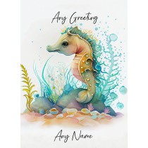 Personalised Fantasy Seahorse Greeting Card (Birthday, Fathers Day, Any Occasion) Design 4
