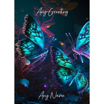 Personalised Butterfly Colourful Art Greeting Card (Birthday, Fathers Day, Any Occasion)