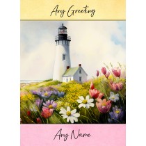 Personalised Lighthouse Scenery Art Greeting Card (Birthday, Fathers Day, Any Occasion)