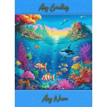 Personalised Tropical Fish Colourful Art Fantasy Greeting Card (Birthday, Fathers Day, Any Occasion)
