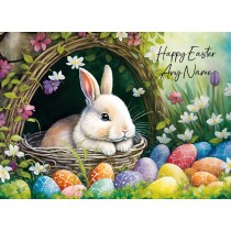Personalised Easter Bunny Rabbit Art Greeting Card (Any Name) 4