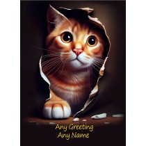 Personalised Cat Art Greeting Card (Birthday, Fathers Day, Any Occasion) 4