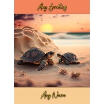 Personalised Turtle Beach Art Greeting Card (Birthday, Fathers Day, Any Occasion) 4