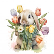 Bunny Rabbit Watercolour Square Blank Card 4