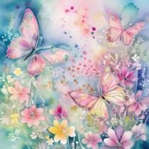 Pastel Butterfly Watercolour Square Blank Card 4