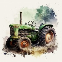 Tractor Art Square Blank Card 4