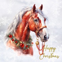 Horse Art Christmas Square Card (Design 4)