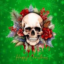 Gothic Fantasy Skull Wreath Christmas Square Card (Design 4)
