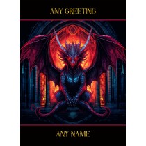 Personalised Fantasy Art Dragon Greeting Card (Design 4)