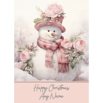 Personalised Snowman Art Christmas Card (Design 4)