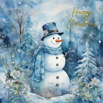 Snowman Art Christmas Greeting Card (Design 4)