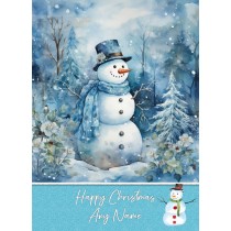 Personalised Snowman Art Greeting Card (Design 4)