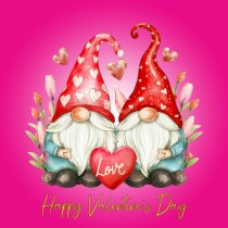 Valentines Day Square Greeting Card (Gnome, Design 4)