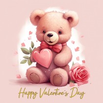 Valentines Day Square Greeting Card (Cuddly Bear, Design 4)