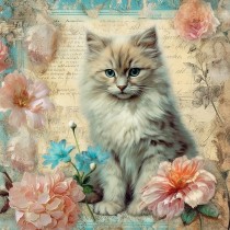 Cat Kitten Art Blank Square Card (Design 4)