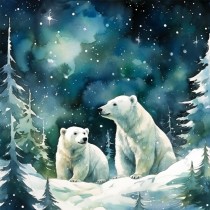 Polar Bear Art Blank Square Card (Design 4)