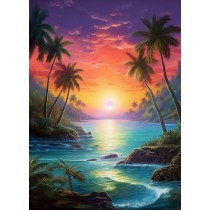 Tropical Beach Scenery Art Blank Card (Design 4)