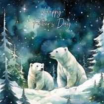 Polar Bear Art Fathers Day Square Card (Design 4)