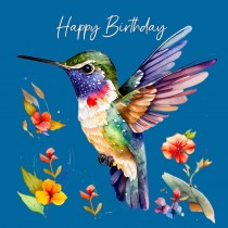 Hummingbird Art Square Birthday Card Design 4