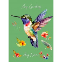 Personalised Hummingbird Art Greeting Card (Birthday, Fathers Day, Any Occasion) Design 4