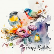 Robin Bird Watercolour Art Birthday Greeting Card