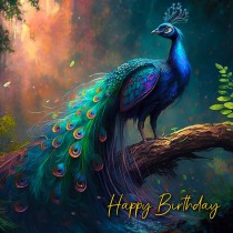 Peacock Animal Fantasy Art Birthday Greeting Card