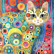 Cat Art Colourful Christmas Square Greeting Card (Design 4)