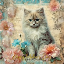 Cat Kitten Art Mothers Day Square Card (Design 4)