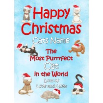 Personalised To The Cat Christmas Card (Purrrfect, Blue)