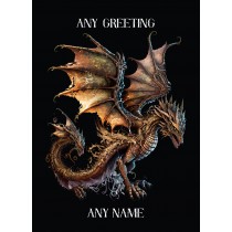 Personalised Fantasy Dragon Art Greeting Card (Birthday, Fathers Day, Any Occasion) Design 5