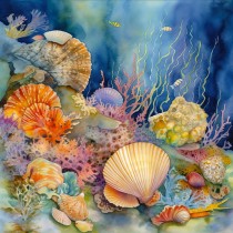 Coral Reef Shells Art Blank Greeting Card