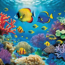 Coral Reef Colourful Fish Art Blank Greeting Card