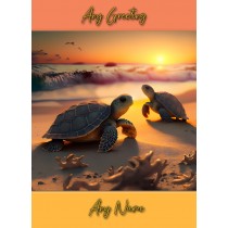 Personalised Turtle Beach Art Greeting Card (Birthday, Fathers Day, Any Occasion) 5