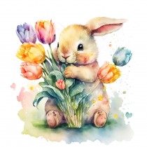 Bunny Rabbit Watercolour Square Blank Card 5
